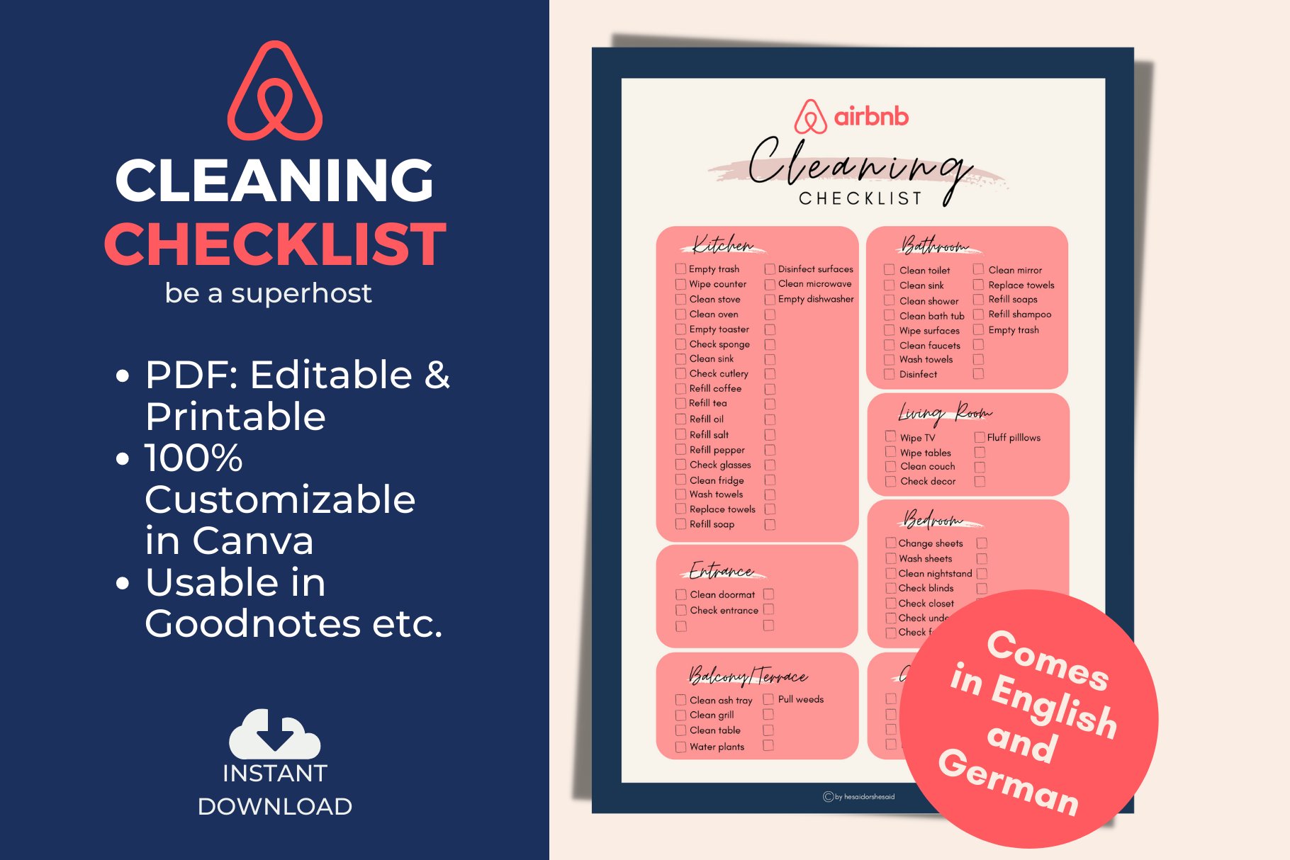 Airbnb Cleaning Checklist cover image.