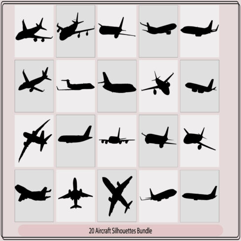 Silhouette of airplane shadow,Military aircrafts icon set,Fighter jet aircraft silhouette vector cover image.