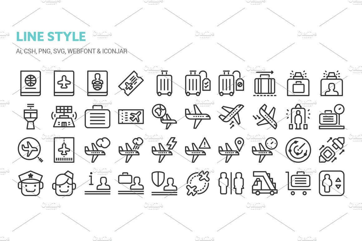 Airport and Travel Icons preview image.