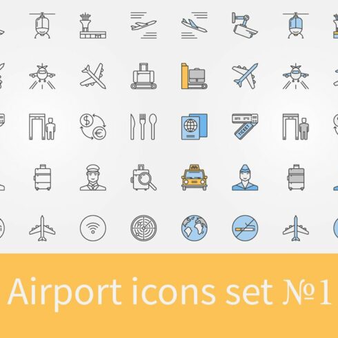 Airport icons set - 1 cover image.