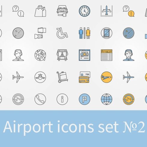 Airport icons set - 2 cover image.