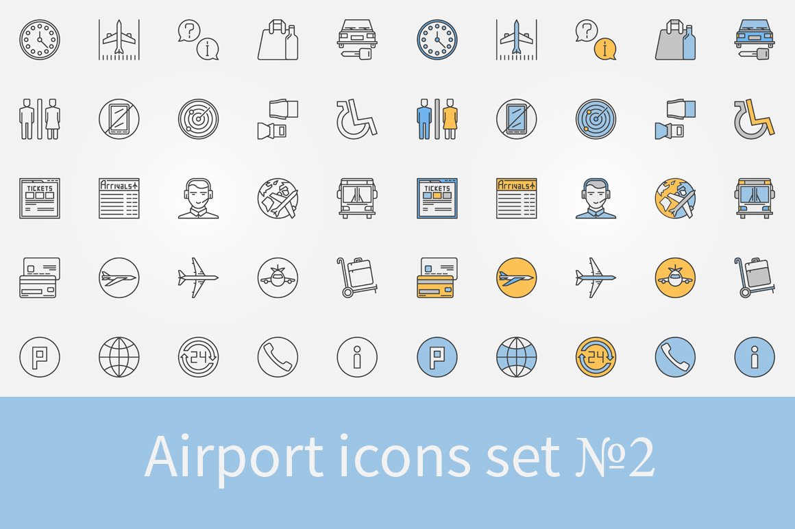 Airport icons set - 2 cover image.