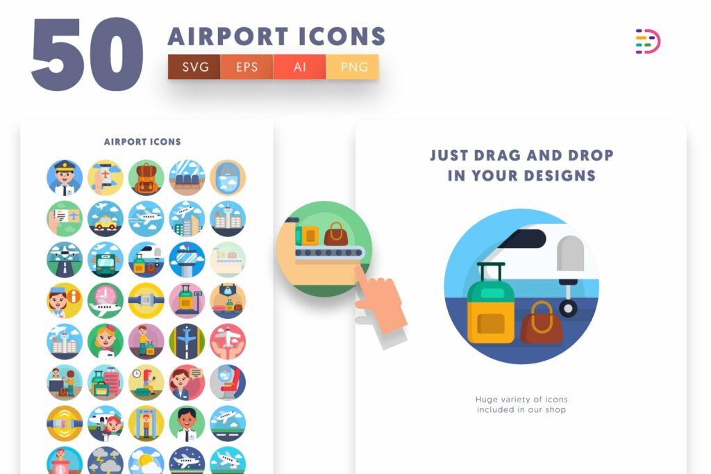 50 Airport Icons – MasterBundles