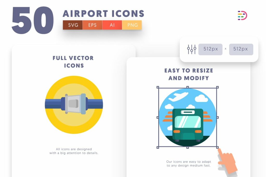 50 Airport Icons – MasterBundles