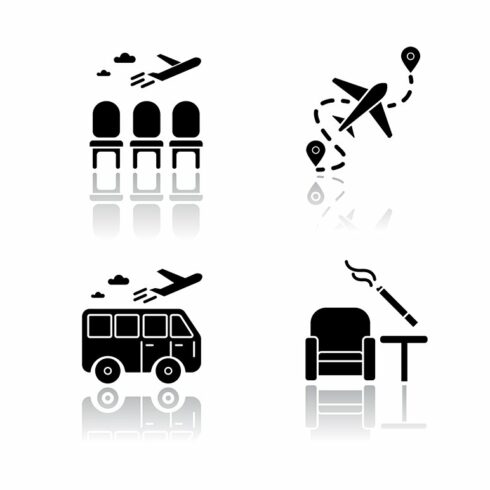 Airport terminal drop shadow icons cover image.