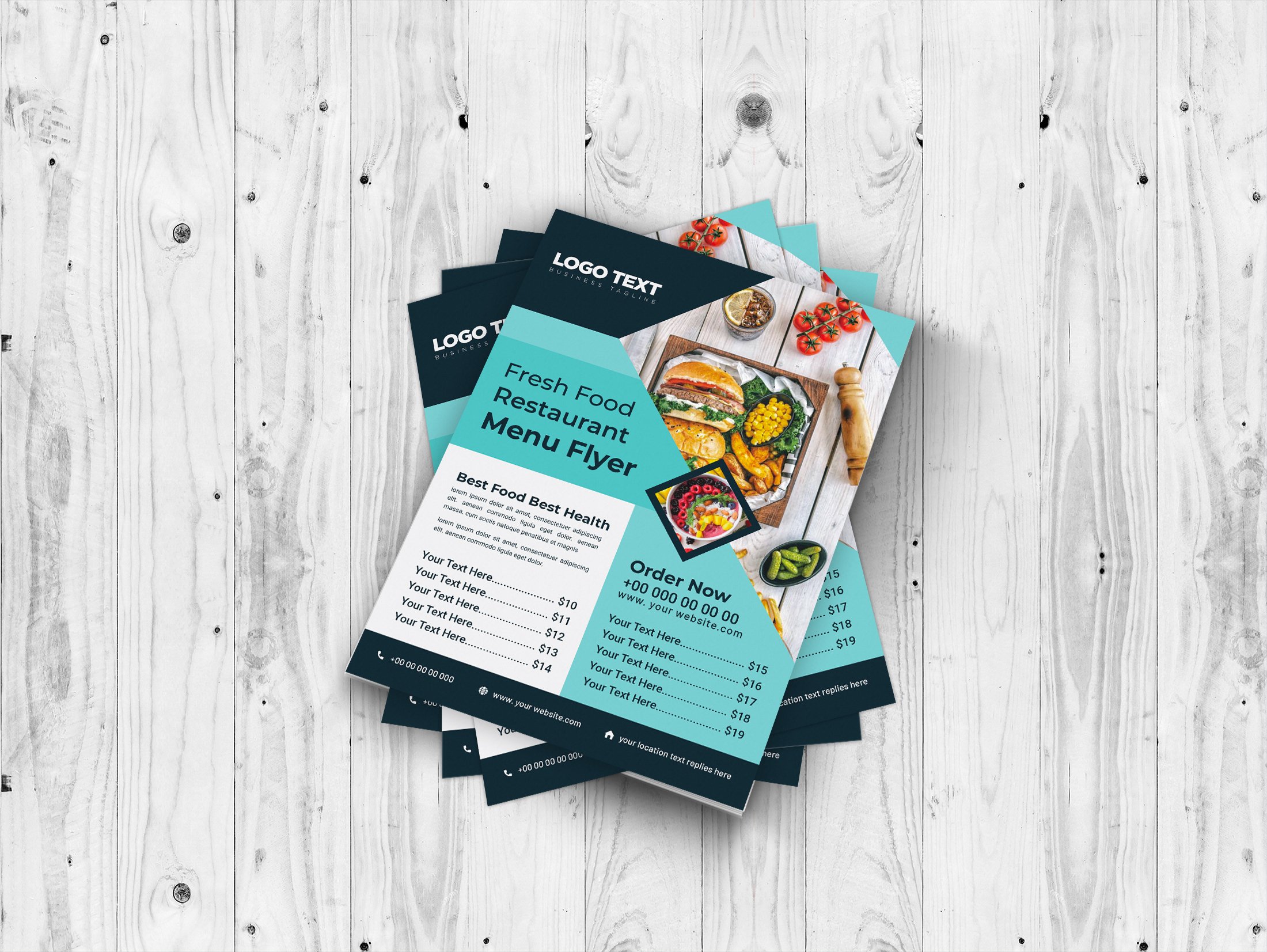 A4 Food Menu Templates preview image.