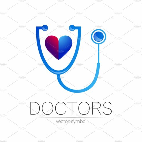 Stethoscope and human heart vector cover image.