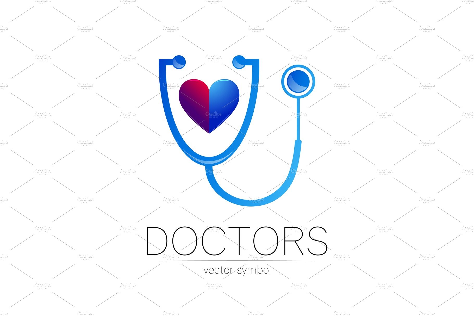 Stethoscope and human heart vector cover image.