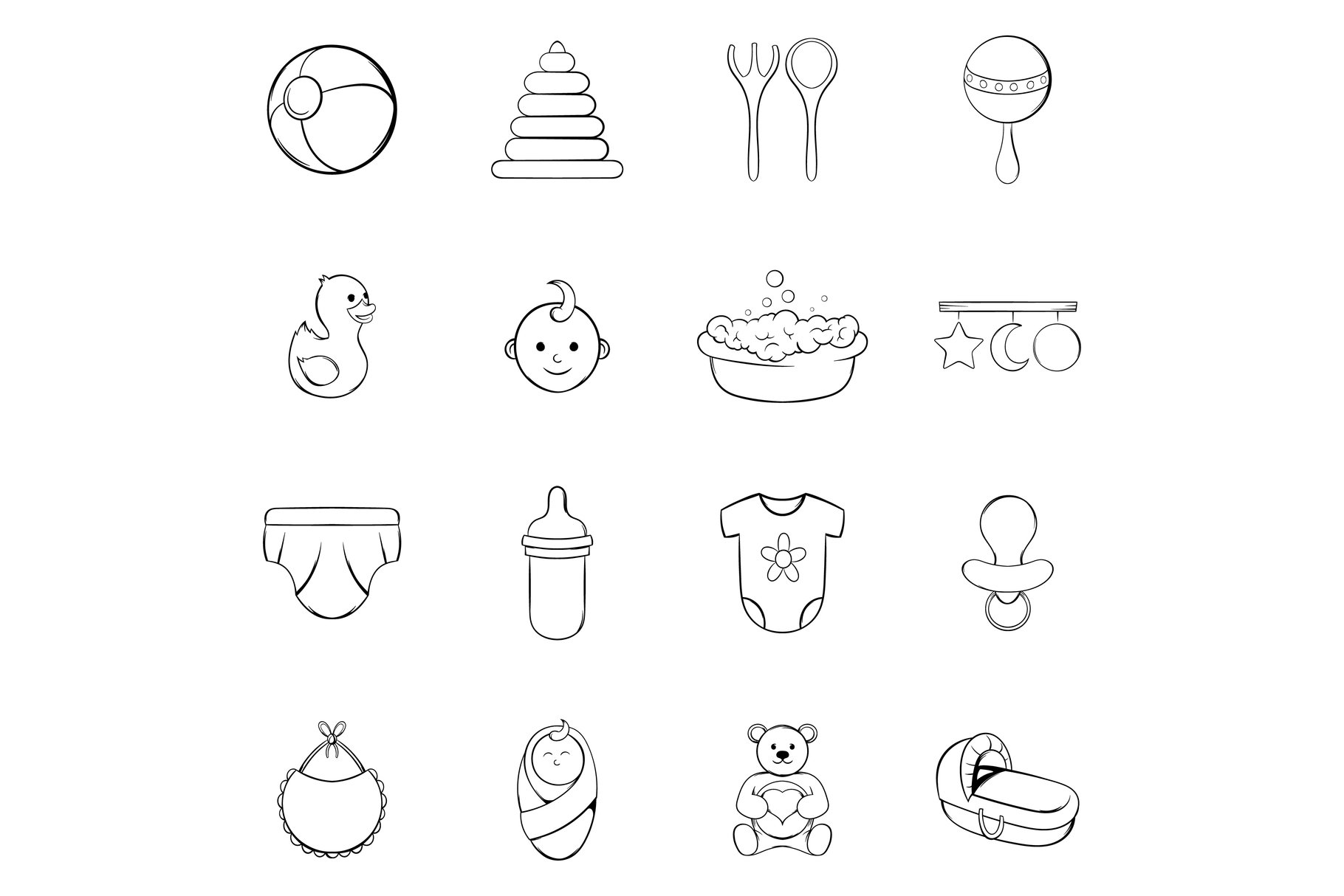 Baby icons set vector outline cover image.
