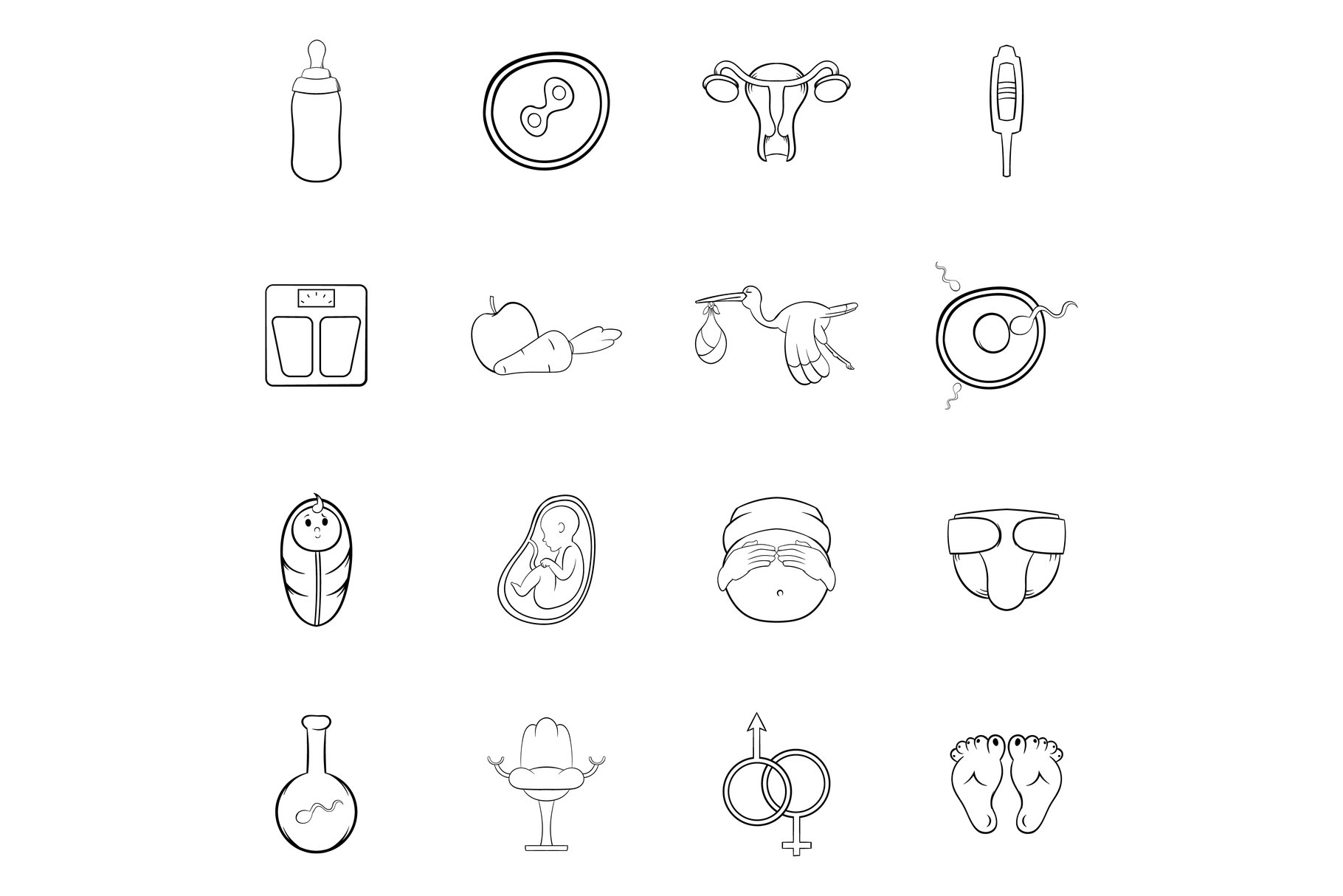 New born baby icons set vector cover image.