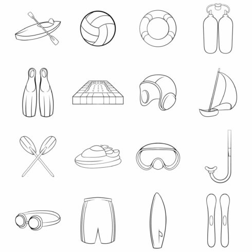 Water Sport Icons set vector outline cover image.
