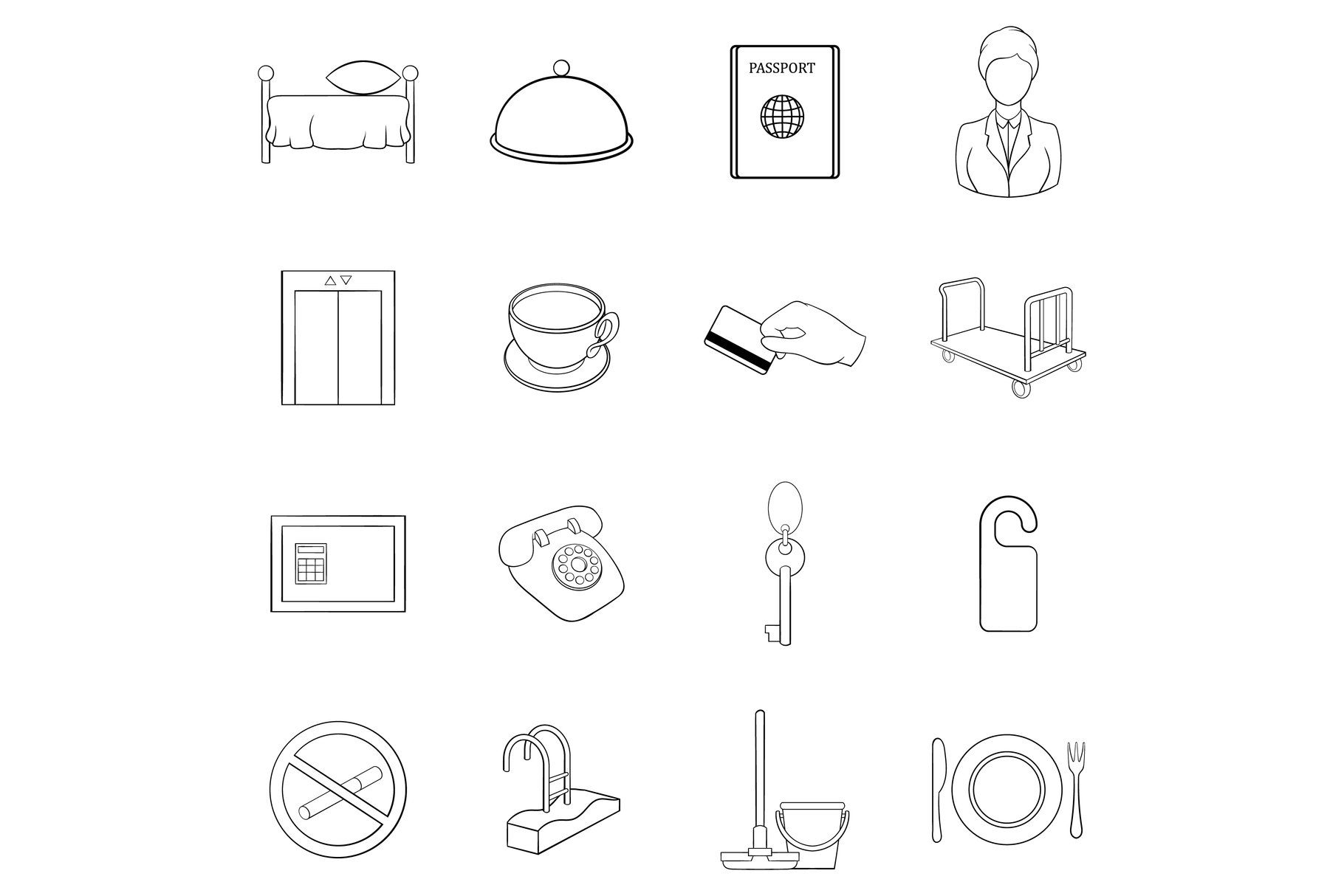 Hotel icon set outline cover image.