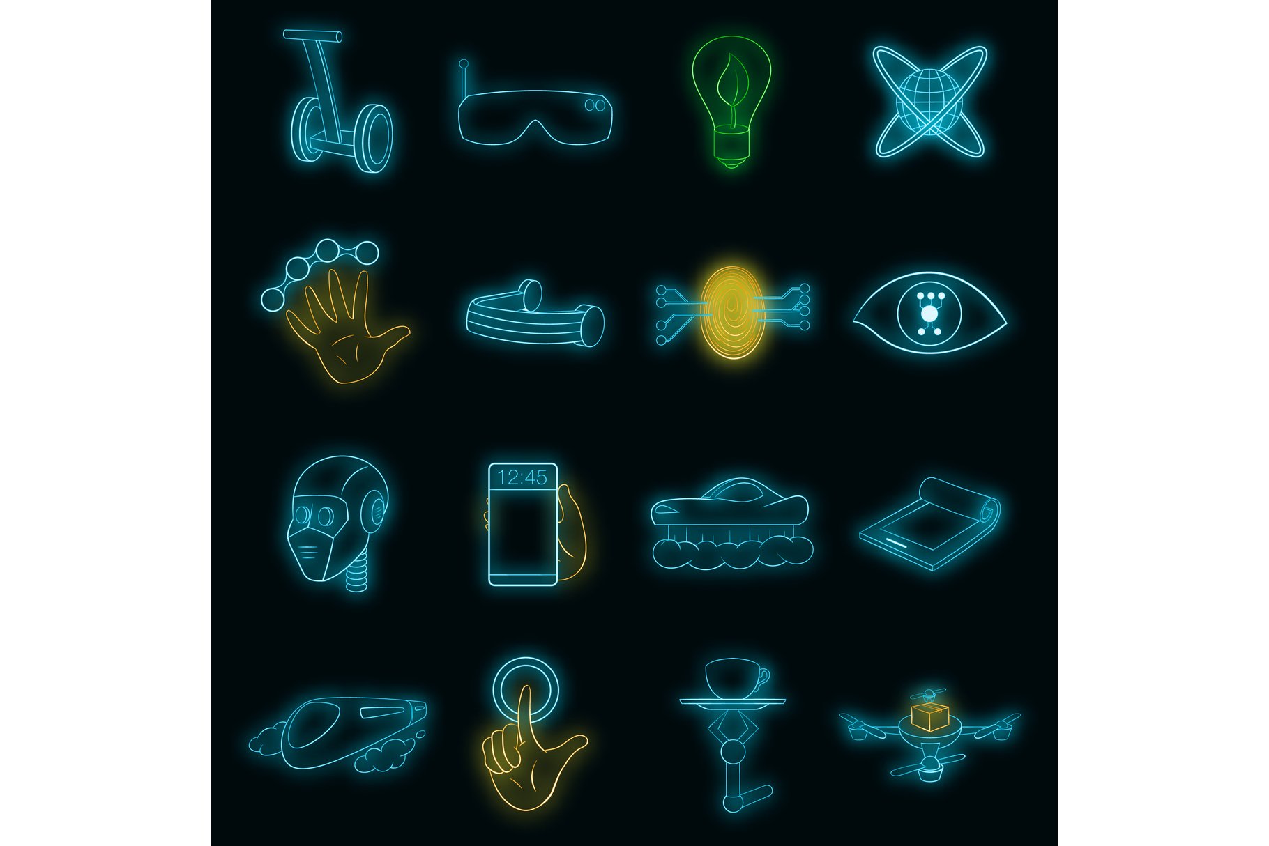 New technologies icons set vector cover image.