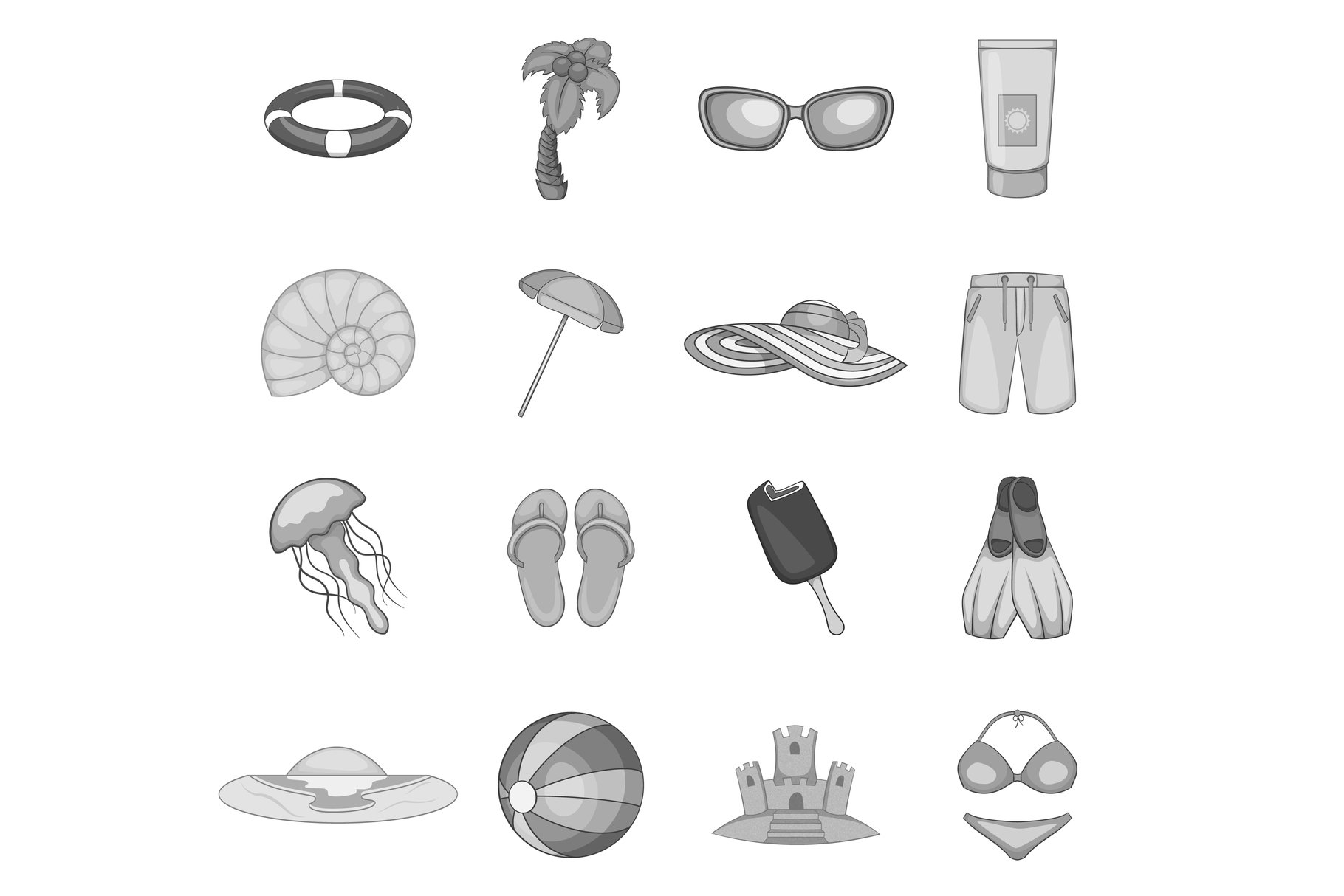 Summer travel icons set cover image.