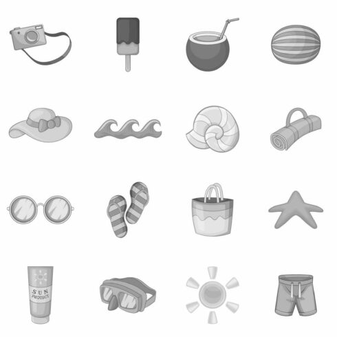 Summer items icons set cover image.