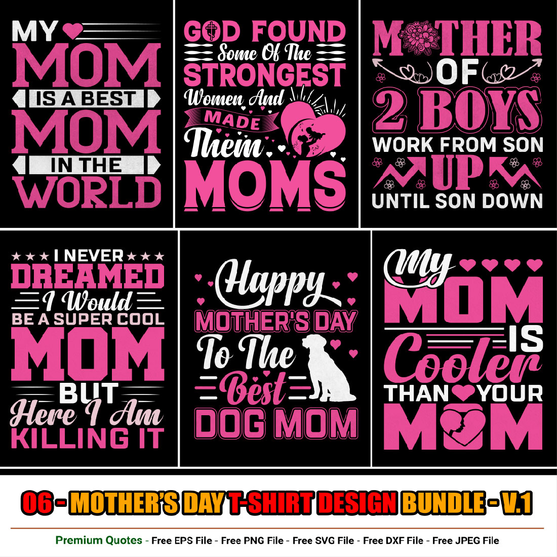 Mother’s Day T-shirt Design Bundle preview image.