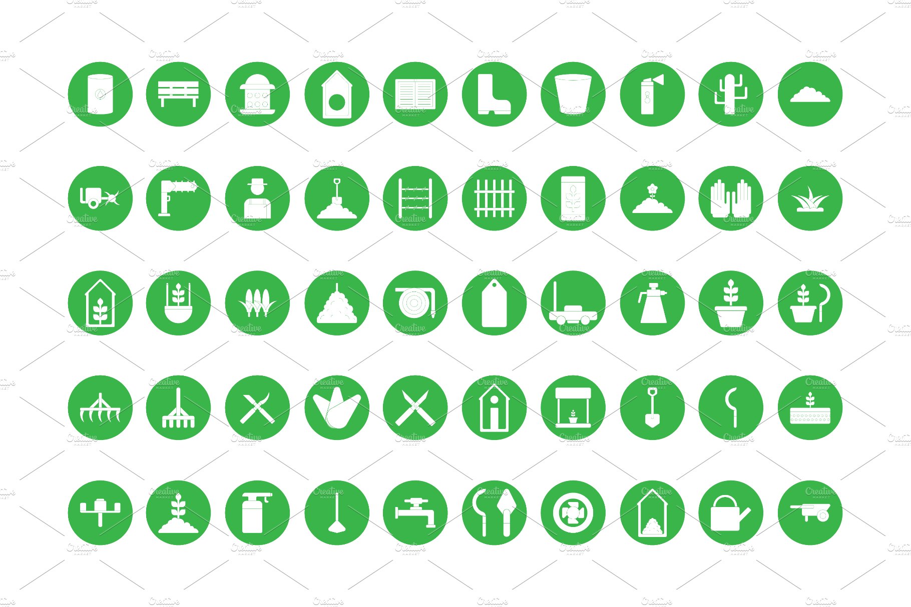 Icon Pack: 50 Garden Icons preview image.