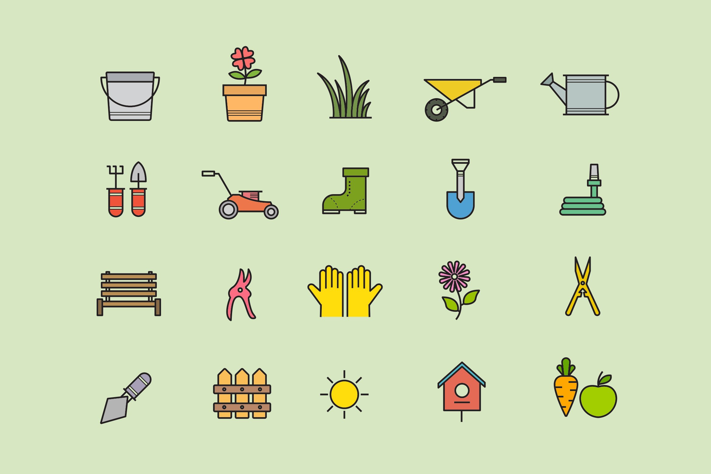 20 Gardening Icons preview image.