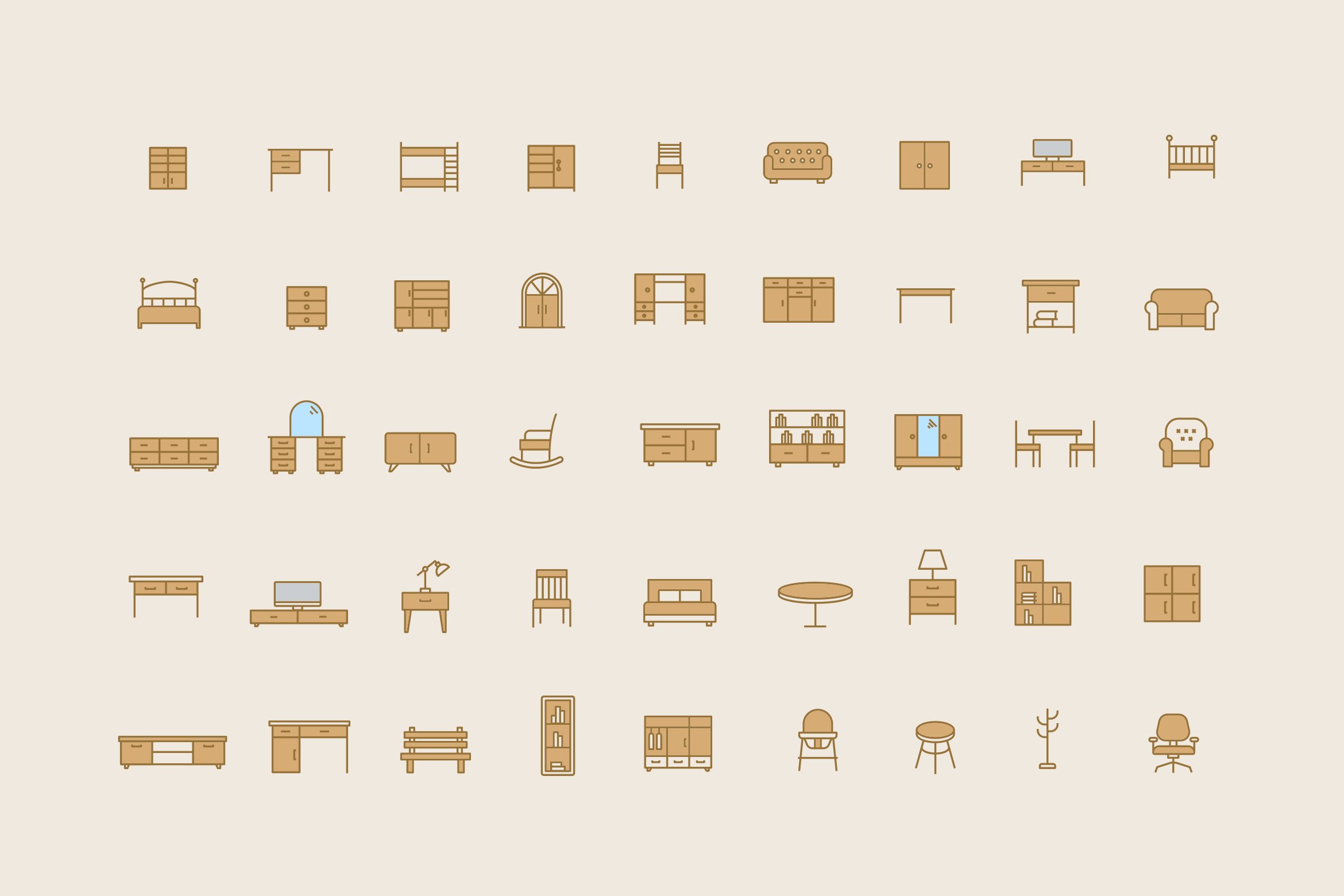 45 Furniture and Home Icons preview image.