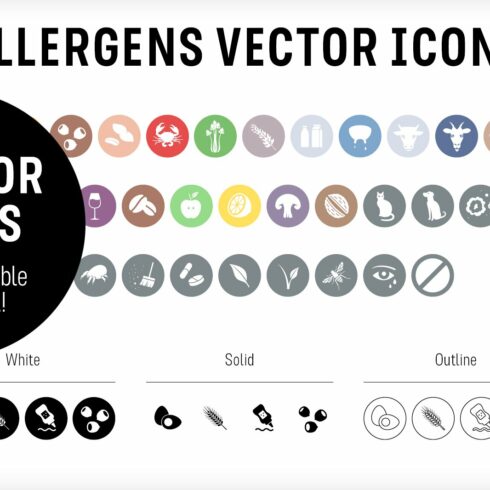 Food & Allergen vector icons cover image.