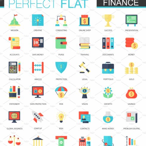 Vector set of flat Finance icons. cover image.