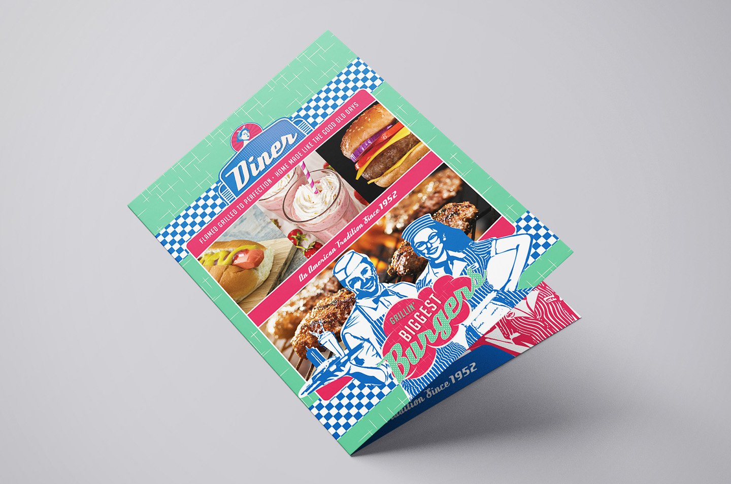 A3 American Diner Menu Template preview image.