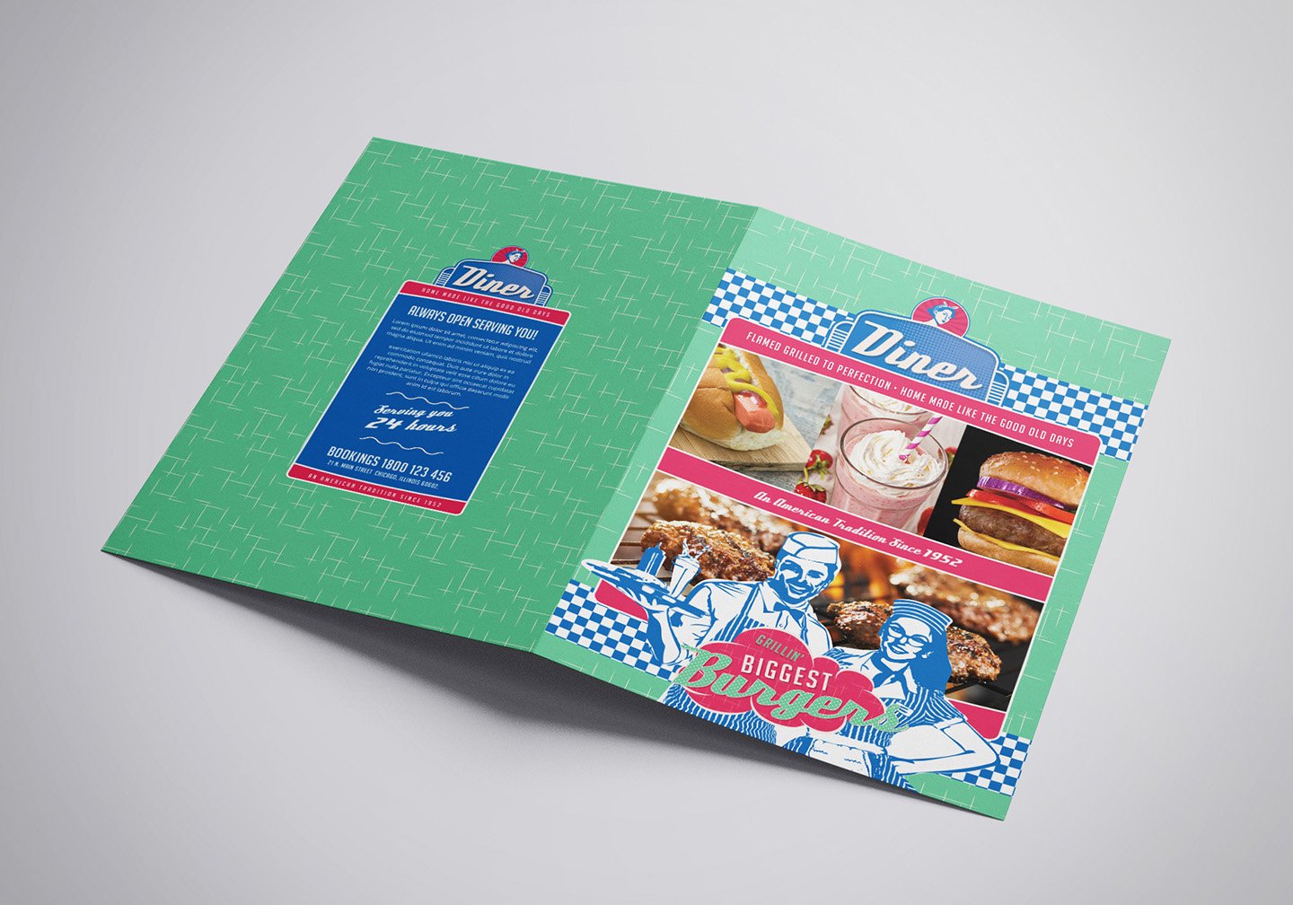 american diner folding menu template outside 995