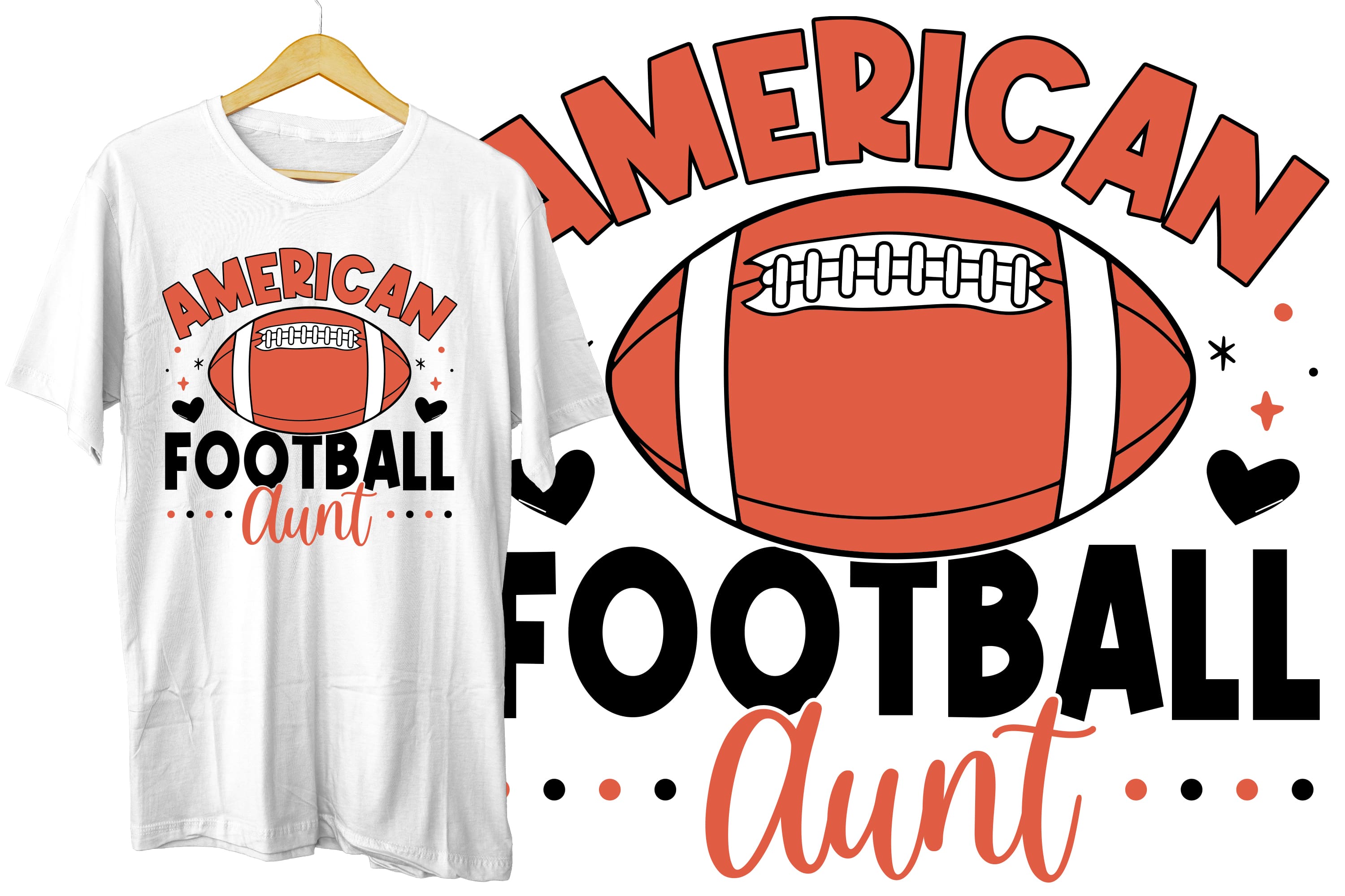 T - shirt with an american football design on it.
