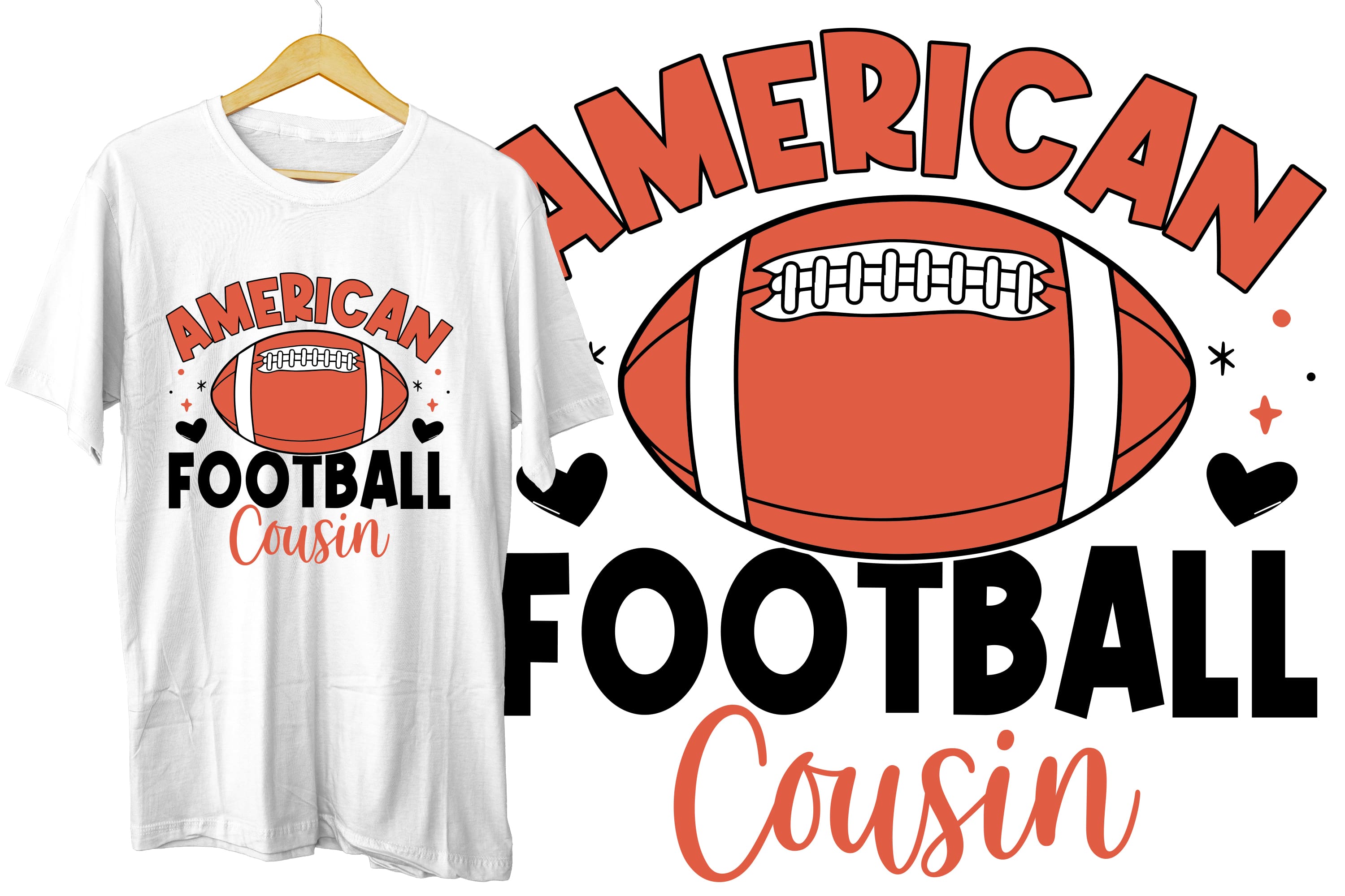 American football cousin t - shirt with the words american football cous.