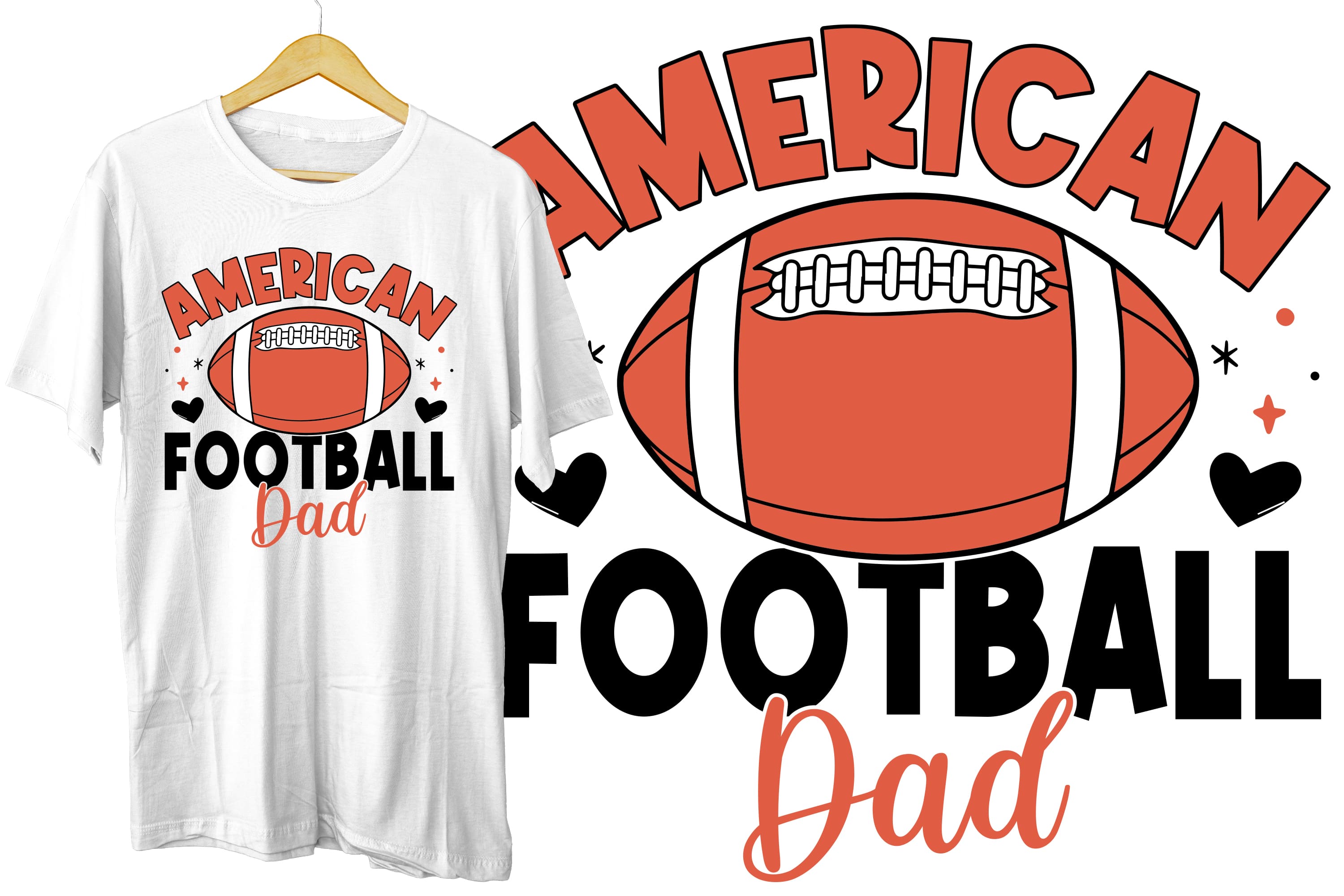 T - shirt with an american football ball on it.