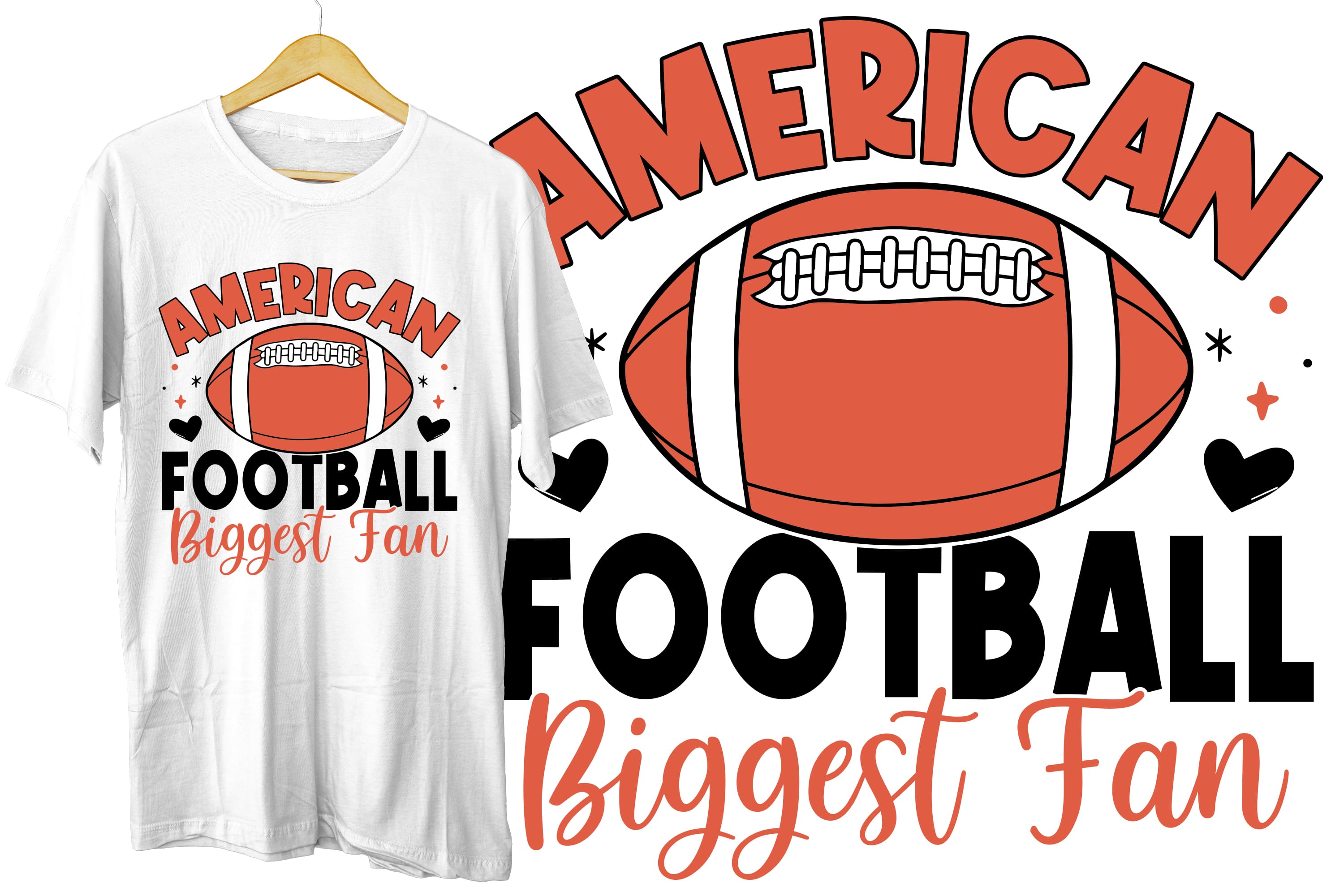 T - shirt that says american football biggest fan.