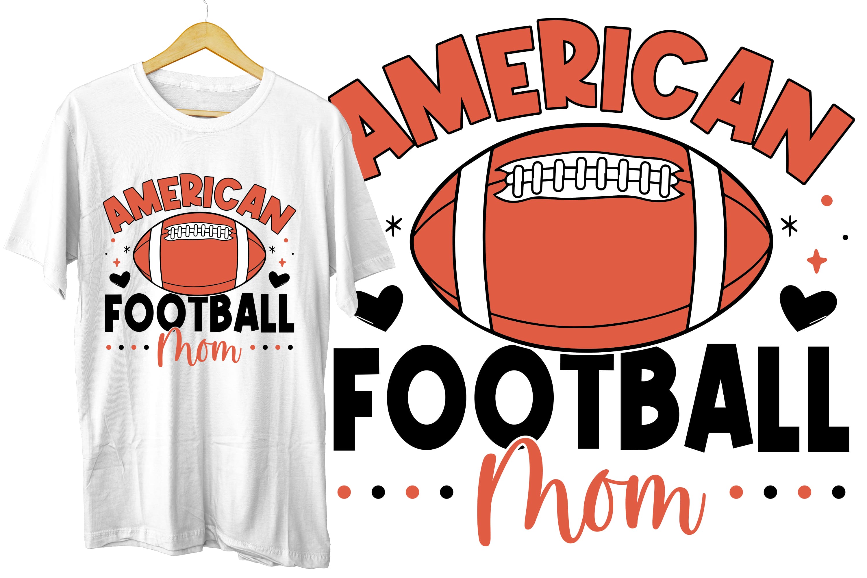 American football mom shirt with a football on it.