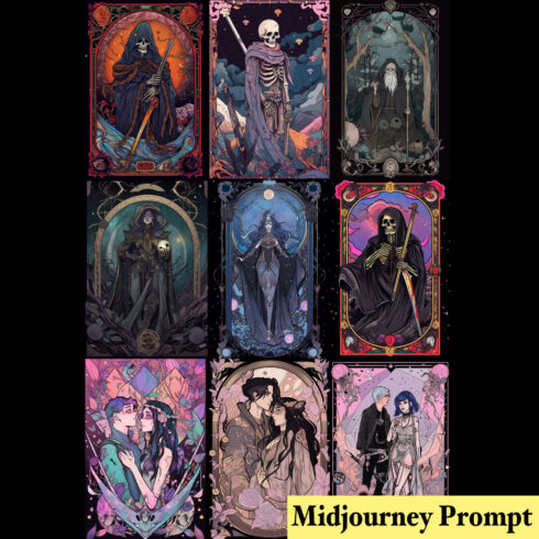 Anime Tarot Cards Midjourney Prompt cover image.