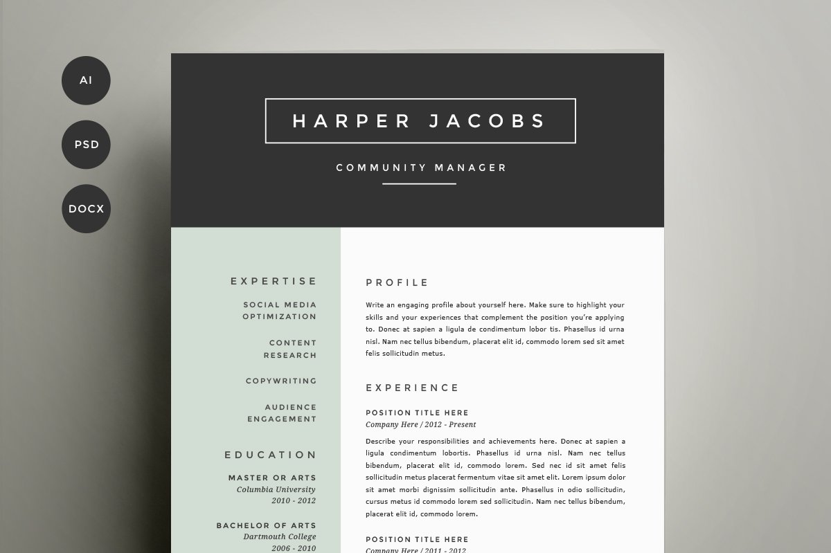 Resume Template 4 Pack | CV Template cover image.