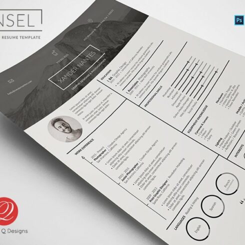 Ansel - Photoshop Resume Template cover image.