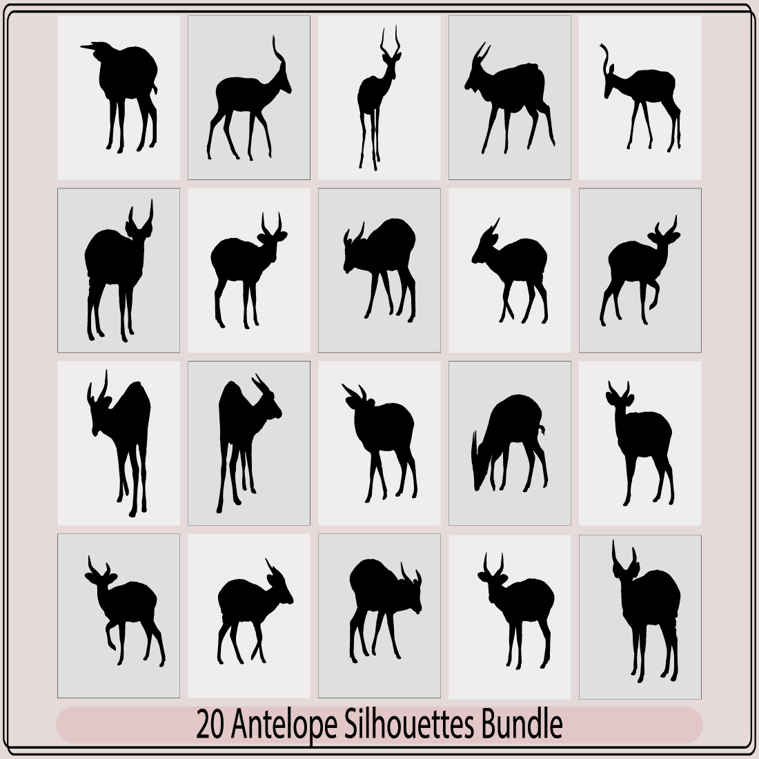 African antelope silhouette,Vector jump antelope silhouette,Black silhouette of an antelope,silhouettes of running impala antelopes, cover image.