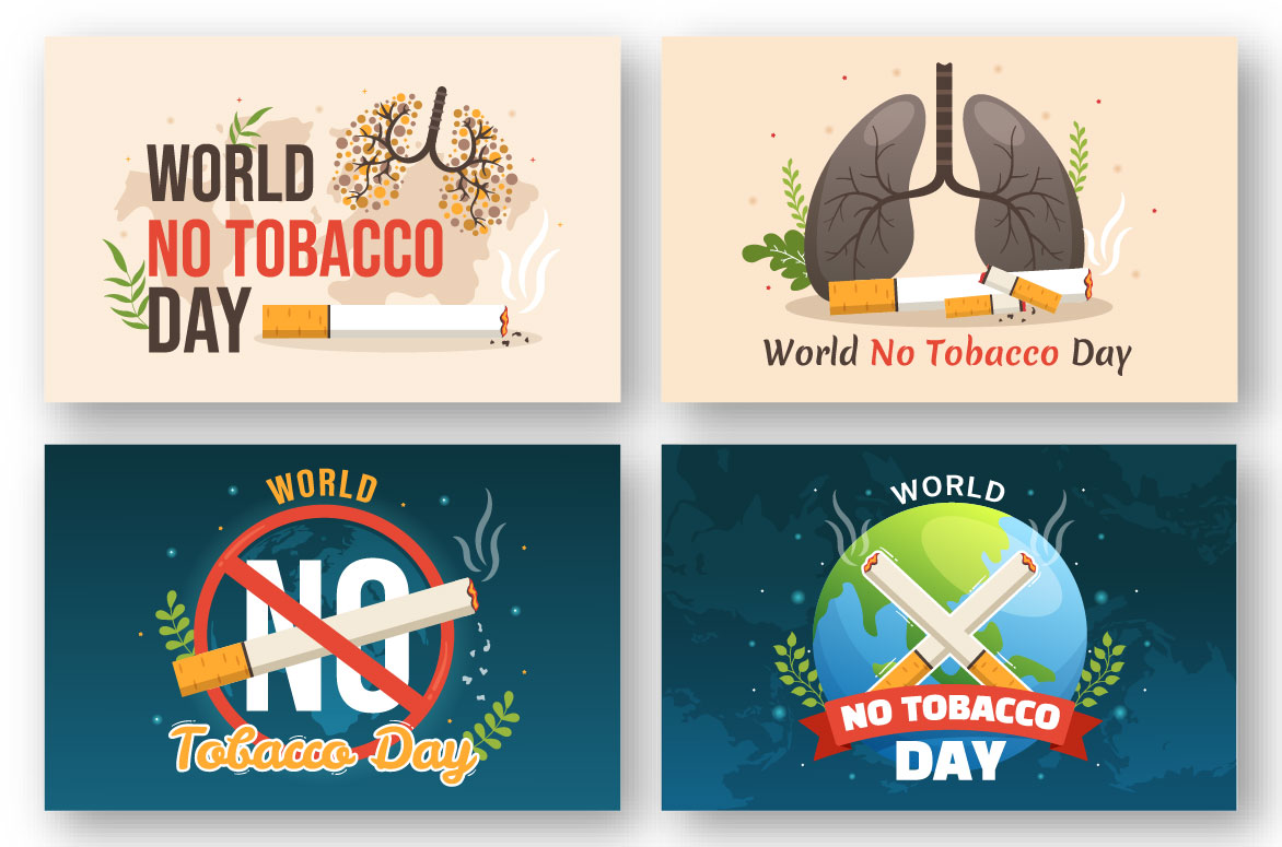 Four different world no tobacco day cards.