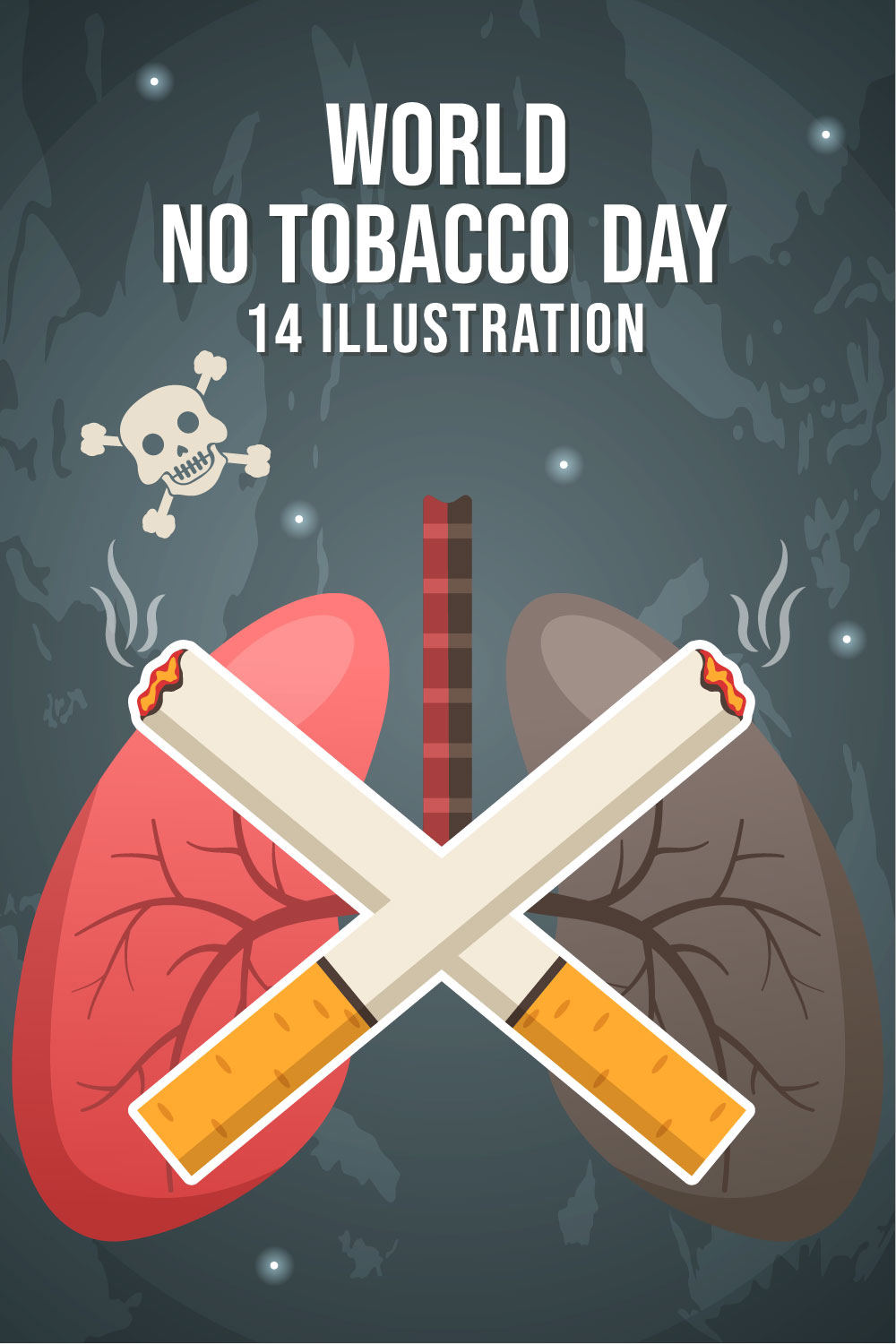 14 World No Tobacco Day Illustration pinterest preview image.