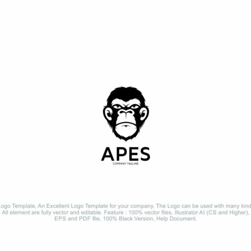 Ape Monkey Head Logo Template cover image.