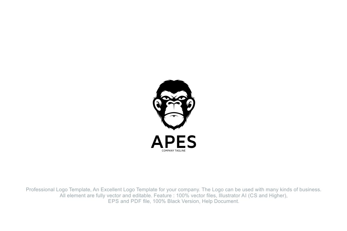 Ape Monkey Head Logo Template cover image.