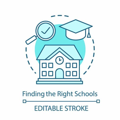 Finding right schools concept icon cover image.