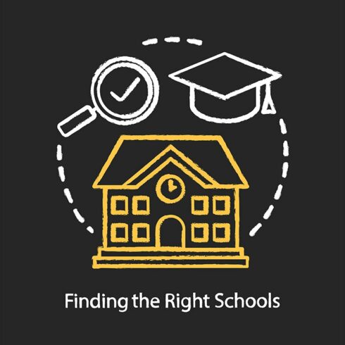 Finding good schools chalk icon cover image.