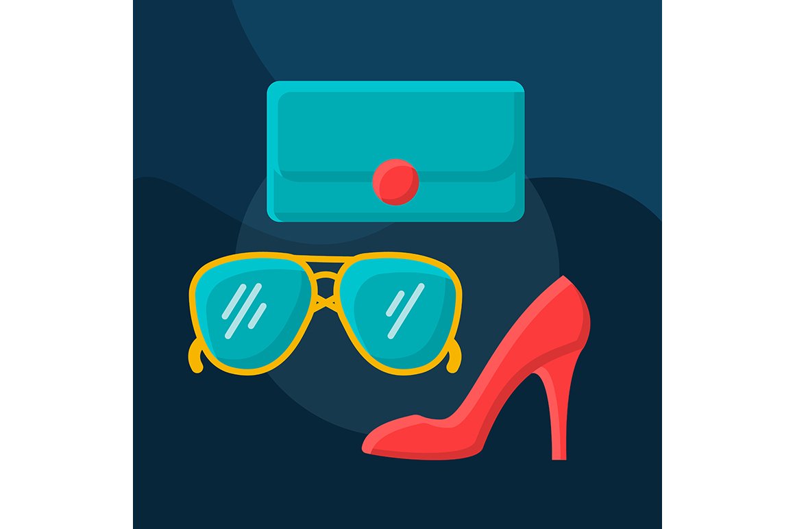 Accessories flat concept vector icon cover image.