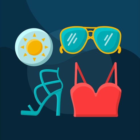 Summer fashion flat concept icon cover image.