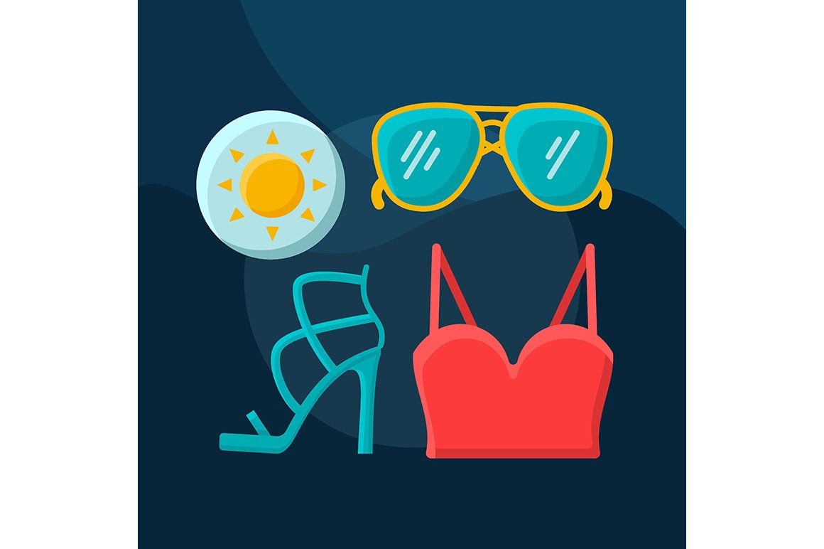 Summer fashion flat concept icon cover image.