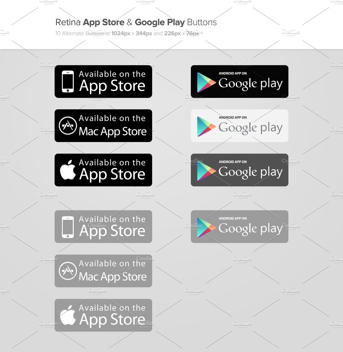 App Store & Google Play Buttons x2 preview image.