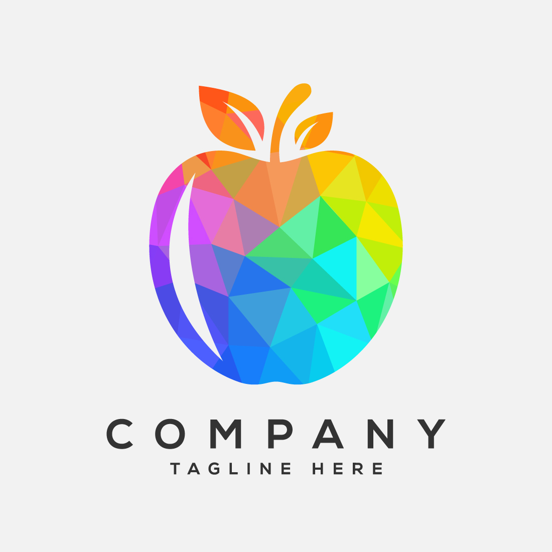 Low poly style abstract apple logo sign symbol in flat style preview image.