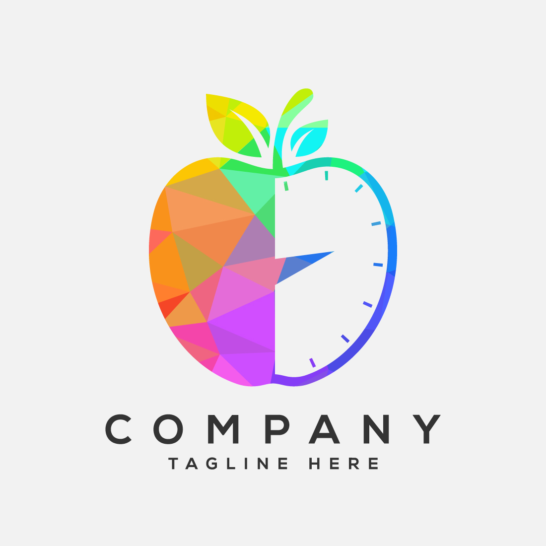 Low poly style apple sign symbol in flat style on white background, Diet logo concept preview image.