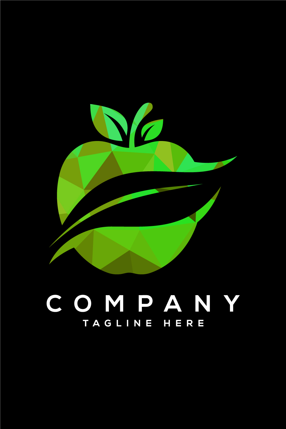 Low poly style apple logo sign symbol Apple sign with negative space leaf pinterest preview image.