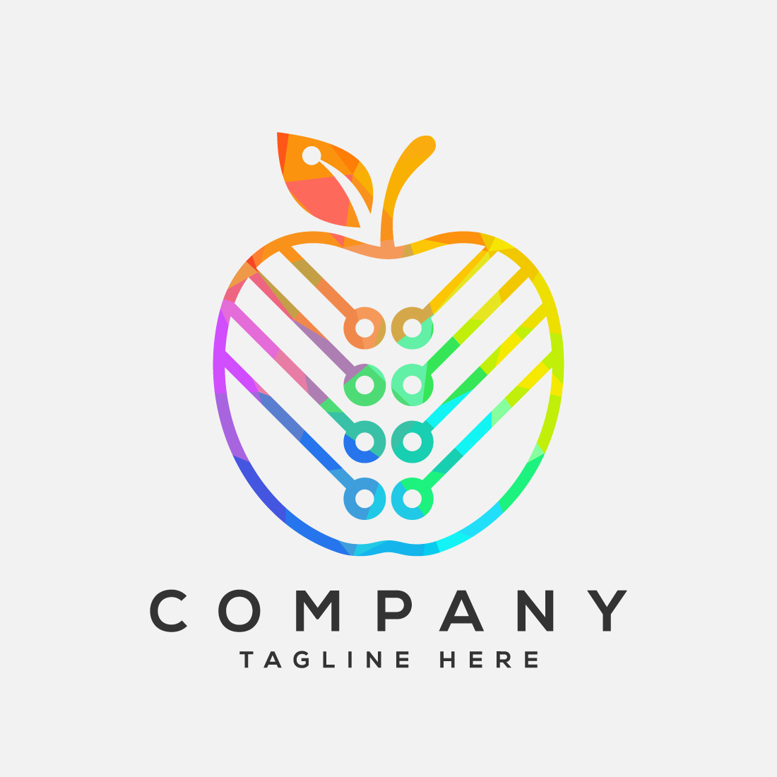 Low poly style apple technology logo sign symbol in flat style preview image.